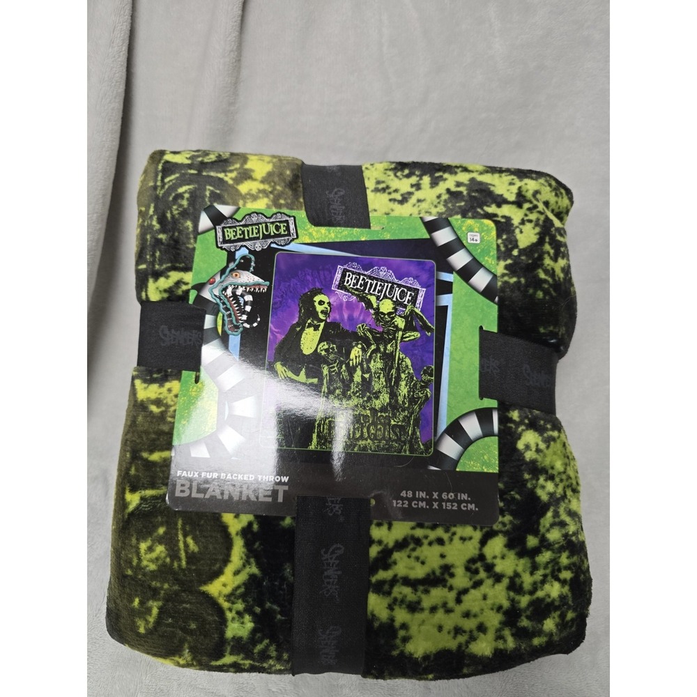 Beetlejuice 48x60 Inch Soft Throw Blanket Here Lies Tombstone New